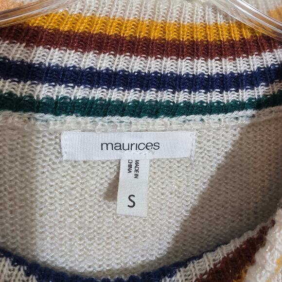 Maurices embroidered Star rainbow trim crewneck knit sweater woman's size small - Picture 3 of 14